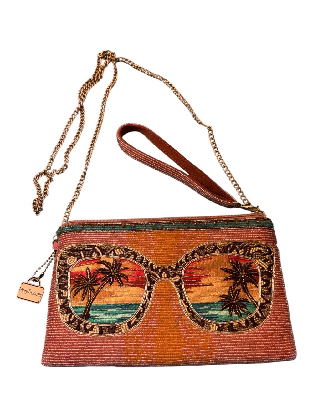 Mary Frances Orange Multi Beaded Sunglasses crossbody handbag